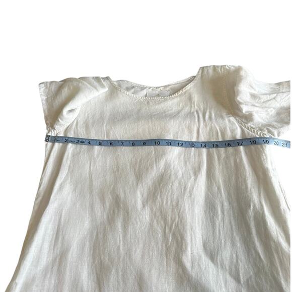 Crown Linen Designs White Lagenlook Coastal Natural Bell Sleeve Dress Size M - Picture 11 of 11